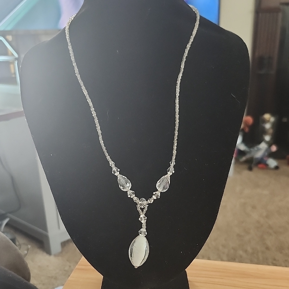 Elegant Silver Necklace with Clear Accents